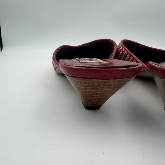 Paola del Lungo Mules Red White Woven Womens Shoe Size US 9 EU 41 Slip On - Picture 14 of 14